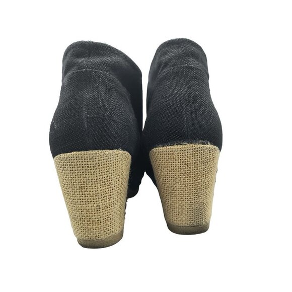 Bobs From Skechers Wedge Booties Black Wrap Style Heels Shoes Womens Size 8 - Picture 4 of 5